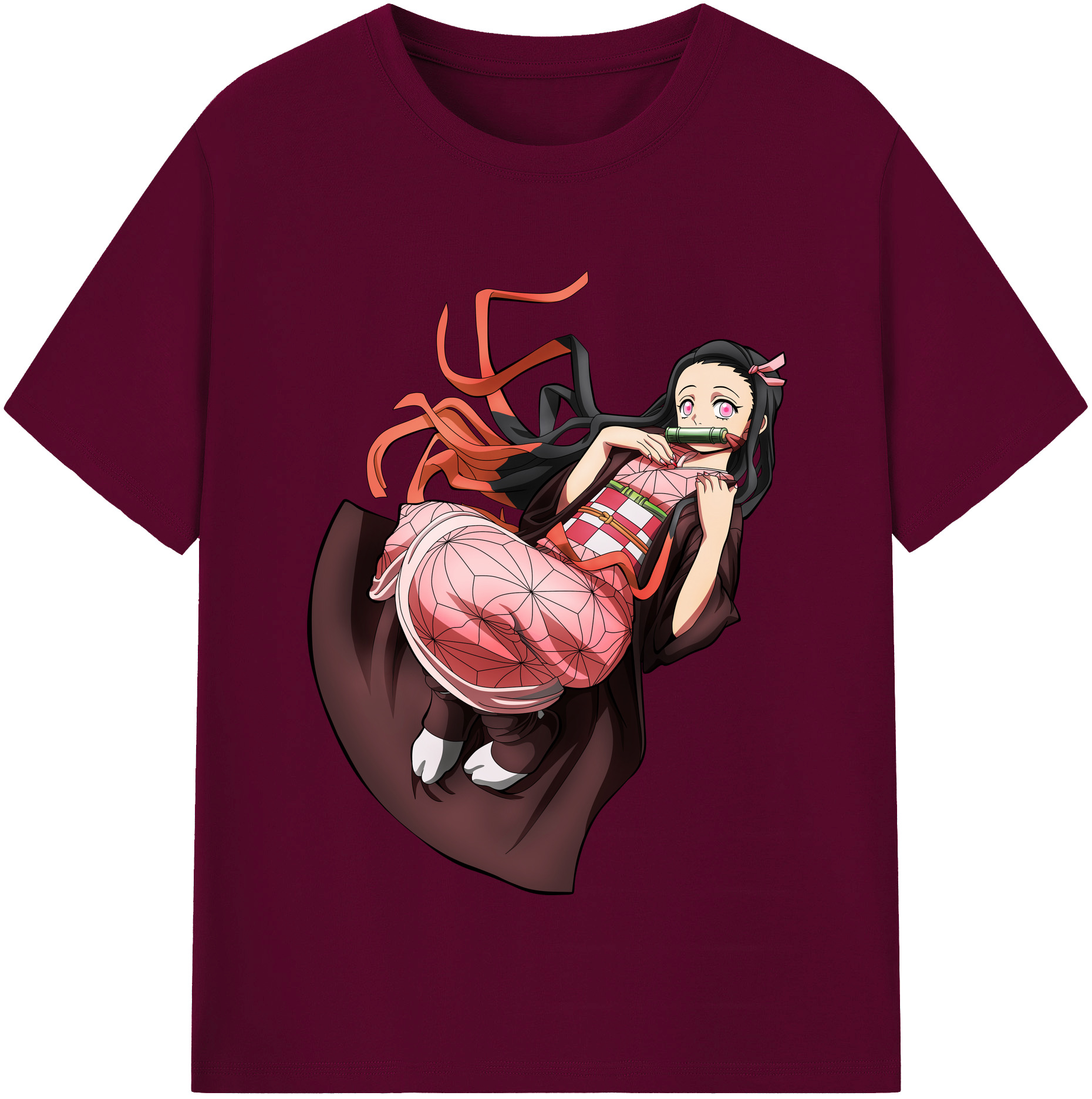 （画像用） 鬼滅の刃（きめつのやいば）竈門 禰󠄀豆子／かまど ねずこ Kamado Nezuko レディースカジュアルプリントTシャツ（綿100％）